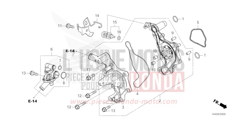 WATER PUMP for Forza 125 PEARL COOL WHITE (NHA16) from 2021